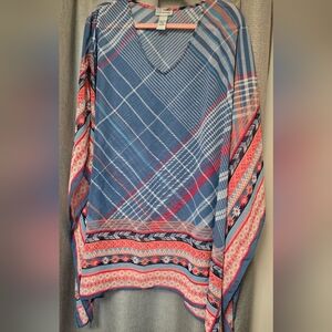 Catherines Multicolor Plaid and Geometric Tunic
